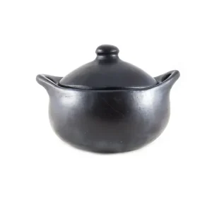 Ronde Casserole met Deksel – Black Pottery voor Kamado & Teppanyaki