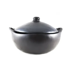 Ovalen Casserole Kamado Teppanyaki – Black Pottery met Deksel